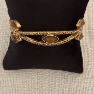 Gold and Brown Gemstone Bracelet